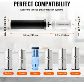 Vevor Wasserfilter-Ersatz Reinigungselemente Ersatzfilter, Schwerkraft-Wasserfiltersystem-Ersatz, kompatibel mit den meisten Marken, 4er-Pack (2 Aktivkohlefilter + 2 Entfluorierungsfilter)