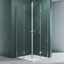 mai & mai Duschkabine Komplett Duschtasse Falttür 180° Klarglas 100x80x190cm ESG Klappbar Faltbar Duschtür Lotus-effekt NANO Eckeinstieg R26 - Mai&mai