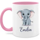 Tasse Tassen 325ml - Elefant Dickhäuter Rüsseltier mit Namen - Tiermotiv Zootier - 325 ml - Rosa - elefanten elefantenmotiv elephant name geschenke und
