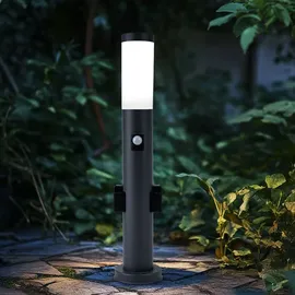 GLOBO RGB LED Sockelleuchte, Bewegungsmelder 2x Steckdose - Grau