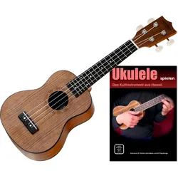 Classic Cantabile Sopran Ukulele Walnuss Set inkl. Ukulelenschule