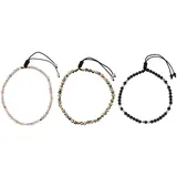 FIRETTI Fußketten Set Schmuck Geschenk Körperschmuck Edelsteine (Set, 3-tlg), mit Achat, Dalmatiner Jaspis, Onyx beige|gelb|goldfarben|grau|schwarz|silberfarben