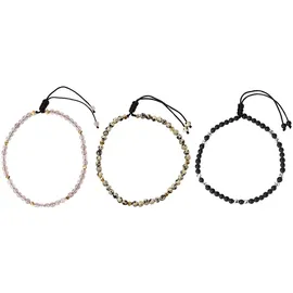 FIRETTI Fußketten Set Schmuck Geschenk Körperschmuck Edelsteine (Set, 3-tlg), mit Achat, Dalmatiner Jaspis, Onyx beige|gelb|goldfarben|grau|schwarz|silberfarben