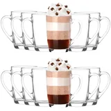 KIAPPO Kaffeegläser Set 350 ml - 12 Stück Gläser - Tee Gläser - Cocktailgläser - Trinkgläser - Latte Macchiato-Gläser - Hochgläser mit Henkel - 80 x 80 x 110 mm