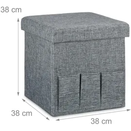 Relaxdays Sitzhocker Leinen 38 x 38 x 38 cm Grau