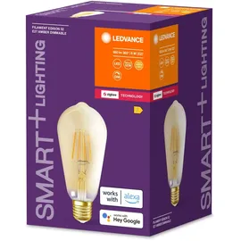 LEDVANCE Smarte LED-Lampe mit ZigBee, Sockel E27, Dimmbar, Warmweiß (2400K), Goldene Edisonform, Klares Filament, Ersatz für 55W-Glühbirnen, steuerbar mit Systemen wie Alexa, Google oder Hue, 1er-Pack