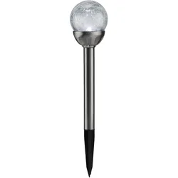 Dekorative Solar-Gartenlampe mit Crackle-Effekt-Kugel & Erdspiess, bunt – Garten-Wegelicht & Romantische Gartenbeleuchtung, ideal für Rasen & Beete