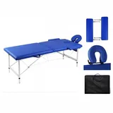 vidaXL Massageliege Klappbar 2-Zonen mit Aluminiumgestell Blau