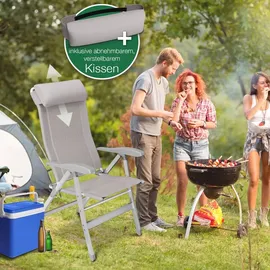eloneo Campingstuhl mit Beinauflage Grau