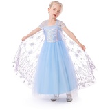 ELSA & ANNA Prinzessin Kleid Mädchen – Eiskönigin – Prinzessinnenkostüm – Mädchen Kleid für Partys, Geburtstage, Fasching, Karneval und Halloween – Prinzessin Kostüm Mädchen – 3-4 Jahre (EL2107)