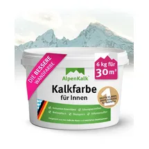 alpenkalk Kalkfarbe & Wandfarbe für Innenräume I 6 kg für ca. 30m2 I Hochdeckend & wischfest für natürliches Raumklima I Atmungsaktiv mit Anti-Schimmel Formel I Für Allergiker & Kinder