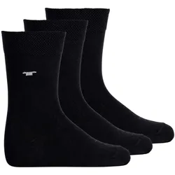TOM TAILOR Unisex Kinder Socken, 3er Pack - Strümpfe, Baumwolle, Logo, einfarbig Schwarz 27-30