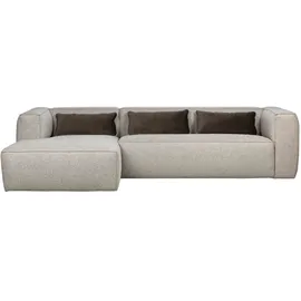 Woood Ecksofa Bean aus robustem Stoff, modern linksseitig, hellgrau, gemütlich für 3–4 Personen