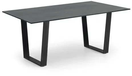 Niehoff Primus Designtisch 180x100cm, Trapezkuve Eisen, HPL Beton-Design