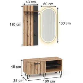 Vicco Amber Garderobe 100 x 100 x 38 cm Braun