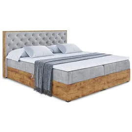 altdecor BOXBETT mit Matratze H3 und Lattenrost - 160x200 - Hellgrau