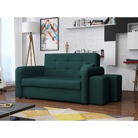 MIRJAN24 Schlafsofa Viva Home II, mit Polsterhocker (2 Stück), 2 Sitzer, mit Bettkasten und Schlaffunktion grün