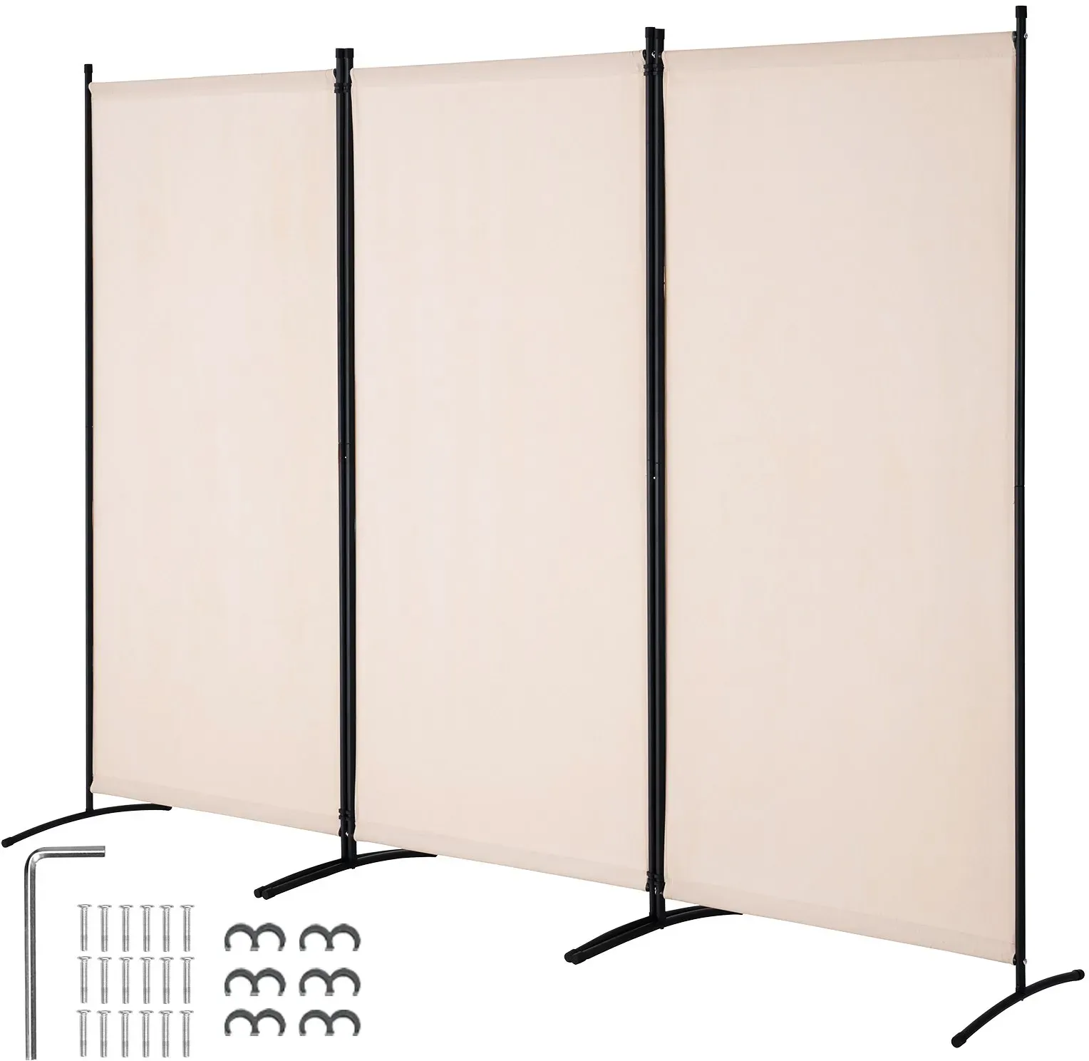 VEVOR Raumteiler 3 Paneele Raumteiler 260 x 184 x 52 cm, faltbarer Sichtschutz & tragbarer Trennwandteiler zur Raumtrennung, freistehende Raumteiler für Büro Schlafzimmer Arbeitszimmer, Beige
