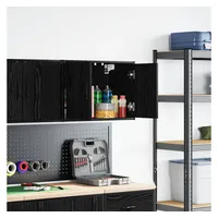 vidaXL Garagen-Wandschrank Schwarz Holzwerkstoff