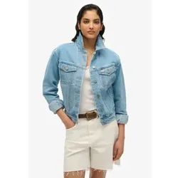 Superdry für Damen. W5011855A Jeansjacke mit blauem Saum (S), Lässig, Baumwolle, Denim