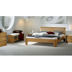 Holz-Doppelbett Barcelona - 180x210 cm - Eiche natur - Fußhöhe 30 cm