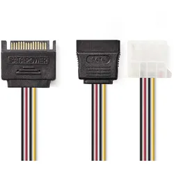 Nedis CCGP73555VA015, 0,15 m, SATA 15-Pin, SATA 15-pin + Molex (4-pin), Männlich