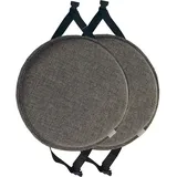 Set Mit 2 Runden Stuhlkissen Mit Bändern, Stuhlpolster Für Barhocker, Runde Sitzkissen Für Esszimmer, Küche Und Büro (dunkelgrau, 40 Cm (2er-pack))