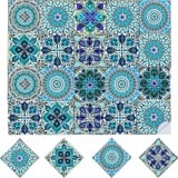 20 Stücke Bunte Fliesenaufkleber, Diy Moroccan Tile Stickers, Mosaik Küche Wandaufkleber, Selbstklebende Fliesenaufkleber für Möbel Badezimmer, leicht zu schrubben