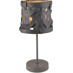 Tisch Lampe grau Wohn Schlaf Zimmer Nacht Licht Textil Lese Leuchte im Set inkl. LED Leuchtmittel