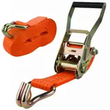 MCS Cargo Security Spanngurt mit Ratsche und Haken, 50mm breit 8m lang, bis 5000kg, Spanngurt orange, Zurrgurt für Ladungssicherung, Spanngurt mit Doppelspitzhaken, Gurtband, Spanngurt 8m