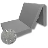 FORTISLINE Klappmatratze 195x80x9 cm - 3-teilige Faltmatratze - klappbare Gästematratze - Campermatratze mit wasserfestem Outdoor-Bezug - Würfelmatratze - Gästebett - Wohnwagenmatratze - Grau