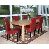 6er-Set Stuhl Esszimmerstuhl Lehnstuhl Novara II, Leder rot, dunkle Beine