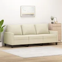 Festnight 3 Sitzer Sofa, Kunstleder Kleines Couch, Modern 3er Gästesofa mit Armlehne, Getuftetes Loveseat Sofas für Wohnzimmer/Schlafzimmer/Büro/Wohnung, 180 cm, Creme