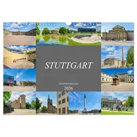 Calvendo Stuttgart Stadtrundgang (Wandkalender 2026 DIN A3 quer), CALVENDO