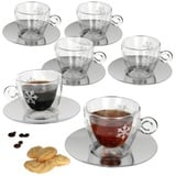 MamboCat Latte-Macchiato-Glas 6er Set Thermo Glastasse Christmas 165ml mit Untertasse, Glas