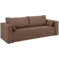Home Affaire 3-Sitzer "Pur", braun (mittelbraun), B:227cm H:87cm T:85cm, Struktur (100% Polyester);100% Polyester Melrose;Luxus-Microfaser Nubuk (100% Polyester), Sofas, wahlweise mit Bettfunktion