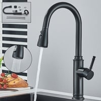 Schwarz Küchenarmatur Ausziehbar Brause 360° Wasserhahn Mischbatterie Spültisch