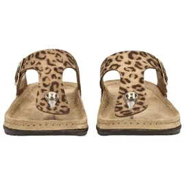 ROHDE Damen Pantolette Leder Zehentrenner mit Leopardenmuster Rodigo-D 5891, Größe:40 EU, Farbe:Beige - 40