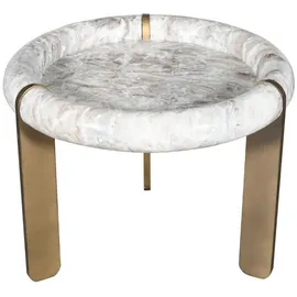 SIGNATURE Couchtisch Beige Marmor/Metall 60 x 40 x 60 cm