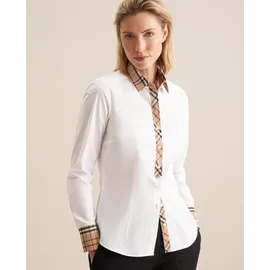 Seidensticker Popeline-Bluse mit Karodetail - Damen - Gr. 36 - weiß