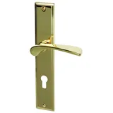 Alpertec 32215853 Nelson-LS Messing poliert PZ Drückergarnitur Türdrücker Türbeschläge Neu, Wohnungseingangstüren beidseitig Drücker