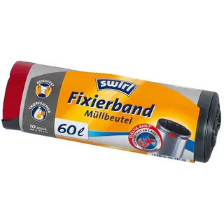 Swirl Müllbeutel Zugbant, 60 L, grau, 10
