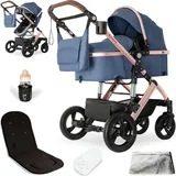 Bergsteiger Nizza 3 in 1 Kinderwagen, Kombikinderwagen Komplettset, Babywanne & Buggy Sportsitz inklusive, Auto-Babyschale & Isofix Station optional