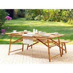 Gartentisch 180 x 90 cm Massivholz Heller Holzfarbton TINDARI