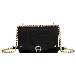 Aigner Diadora Überschlagtasche, schwarz mit goldenen Details