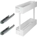 Schrankauszug Küche mit Softclose 150mm ausführung Rechts | Auszug Küchenschrank - 2 Etage | Unterschrankauszug Weiß | Apothekerschrank Auszug | Küchenschrank Organizer Ausziehbar