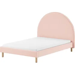 Polsterbett VIPACK "MOON", rosa (rosa, rosa, rosa), B:147cm H:132cm L:212cm, Betten, 2 Breiten (90 o. 140 cm), Lattenrost, Bouclé Stoff, wahlw. 4 Farben