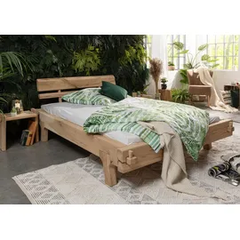 MASSIVMOEBEL24.DE Balkenbett Eiche 160x200 natur geölt OAK HEART 02