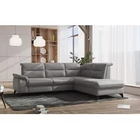 Ecksofa SIT & MORE "Astoria L-Form" Sofas Gr. B/H/T: 256cm x 91cm x 225cm, Luxus-Microfaser ALTARA NUBUCK, Ottomane rechts, mit Kopfteilverstellung-mit Armlehnfunktion-ohne Relaxfunktion motorisch im Sofa 2,5-sitzig, grau (anthrazit) wahlweise mit motorischer Relaxfunktion