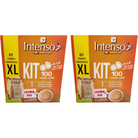 2er-Pack Intenso Kaffee KIT XL Crema Più,100 Kaffeepads + Zubehör
